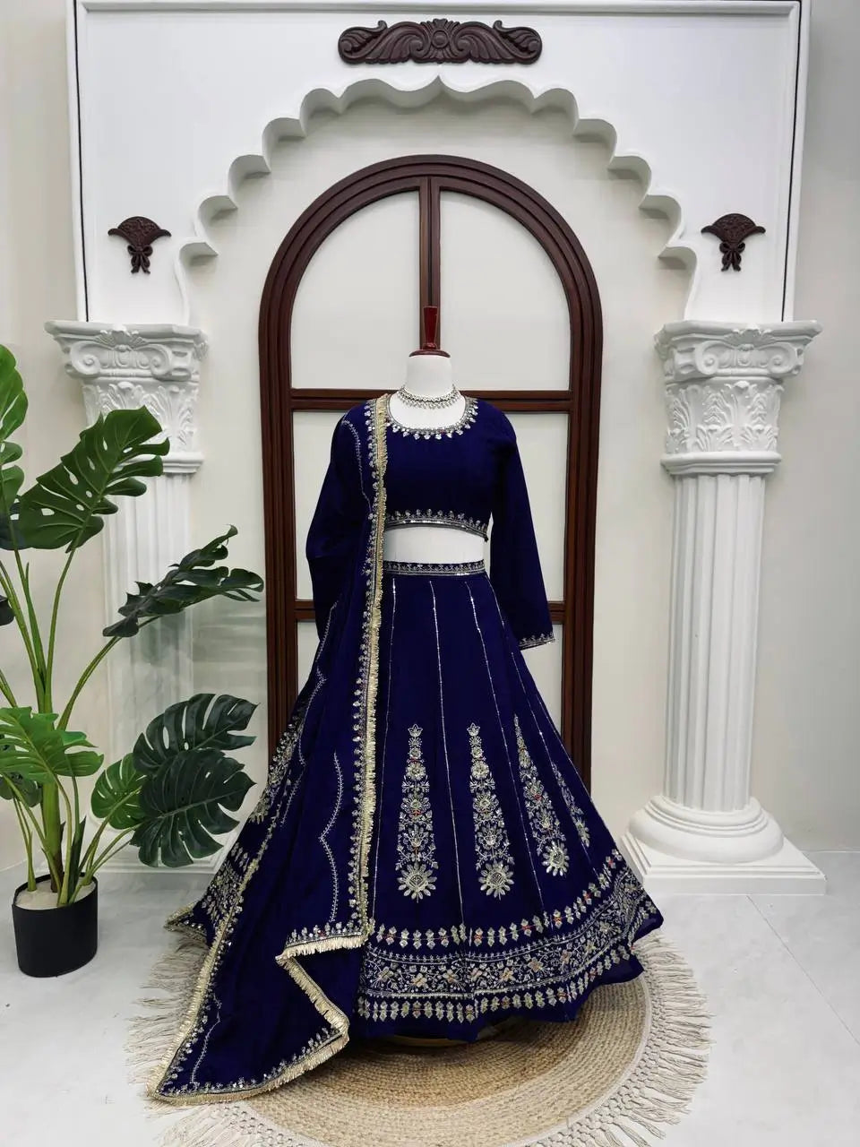 Navy Kalka Embroidered Lehenga Set