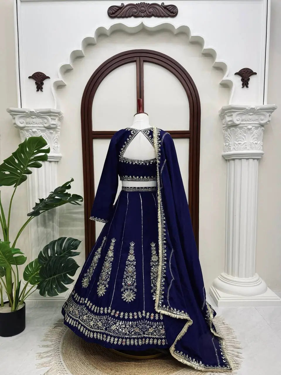Navy Kalka Embroidered Lehenga Set