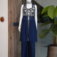 Navy Rangoli Crush Embroidered Peplum Palazzo Set