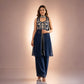 Navy Rangoli Crush Embroidered Peplum Palazzo Set