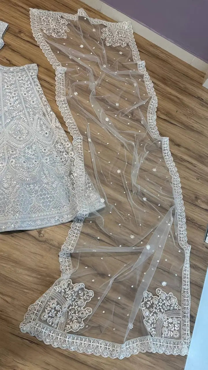 Net Lehenga Choli Set for Wedding and Reception Wear