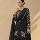 Noir Bloom Embroidered Roman Silk Kurta Set for Festive and Casual Elegance