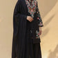 Noir Bloom Embroidered Roman Silk Kurta Set for Festive and Casual Elegance