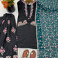 Noir Elegance Embroidered Silk Kurta Set with Dupatta for Festive and Wedding Wear