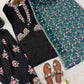 Noir Elegance Embroidered Silk Kurta Set with Dupatta for Festive and Wedding Wear