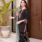Noir Elegance Embroidered Silk Kurta Set with Dupatta for Festive and Wedding Wear