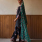 Noir Elegance Embroidered Silk Kurta Set with Dupatta for Festive and Wedding Wear