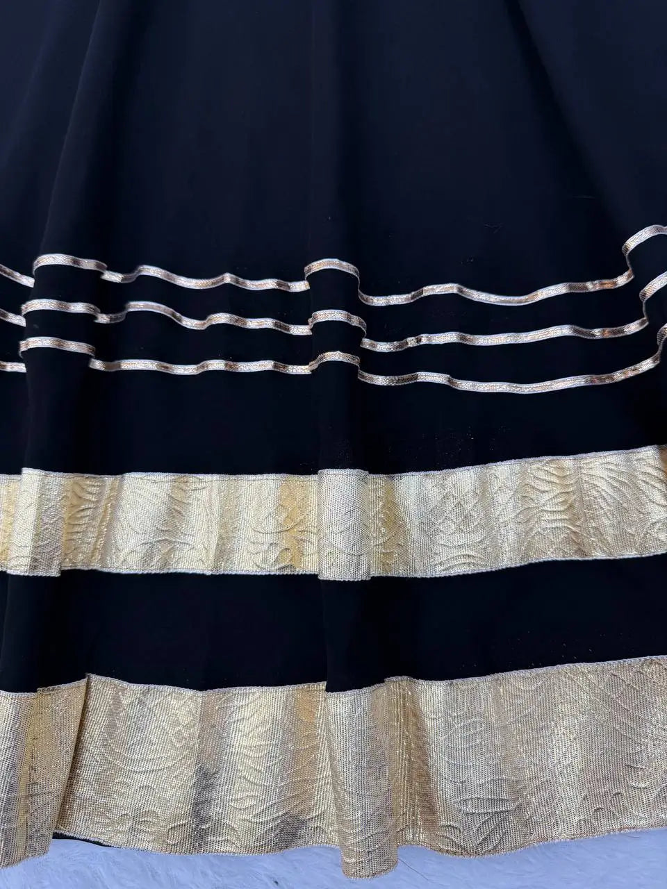 Noir Gota Ruffle Lehenga