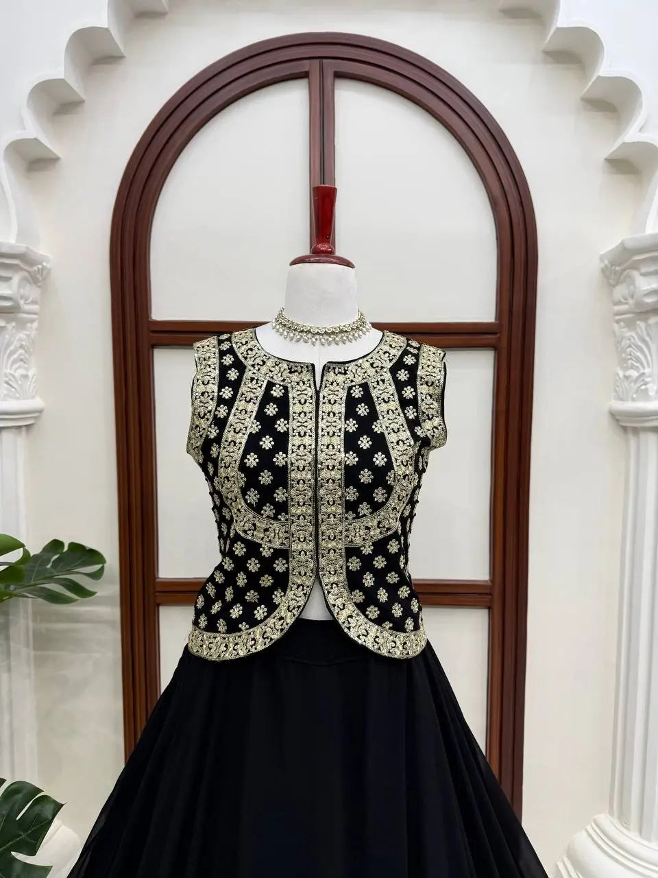 Noir Gota Ruffle Lehenga