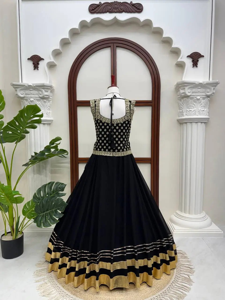 Noir Gota Ruffle Lehenga