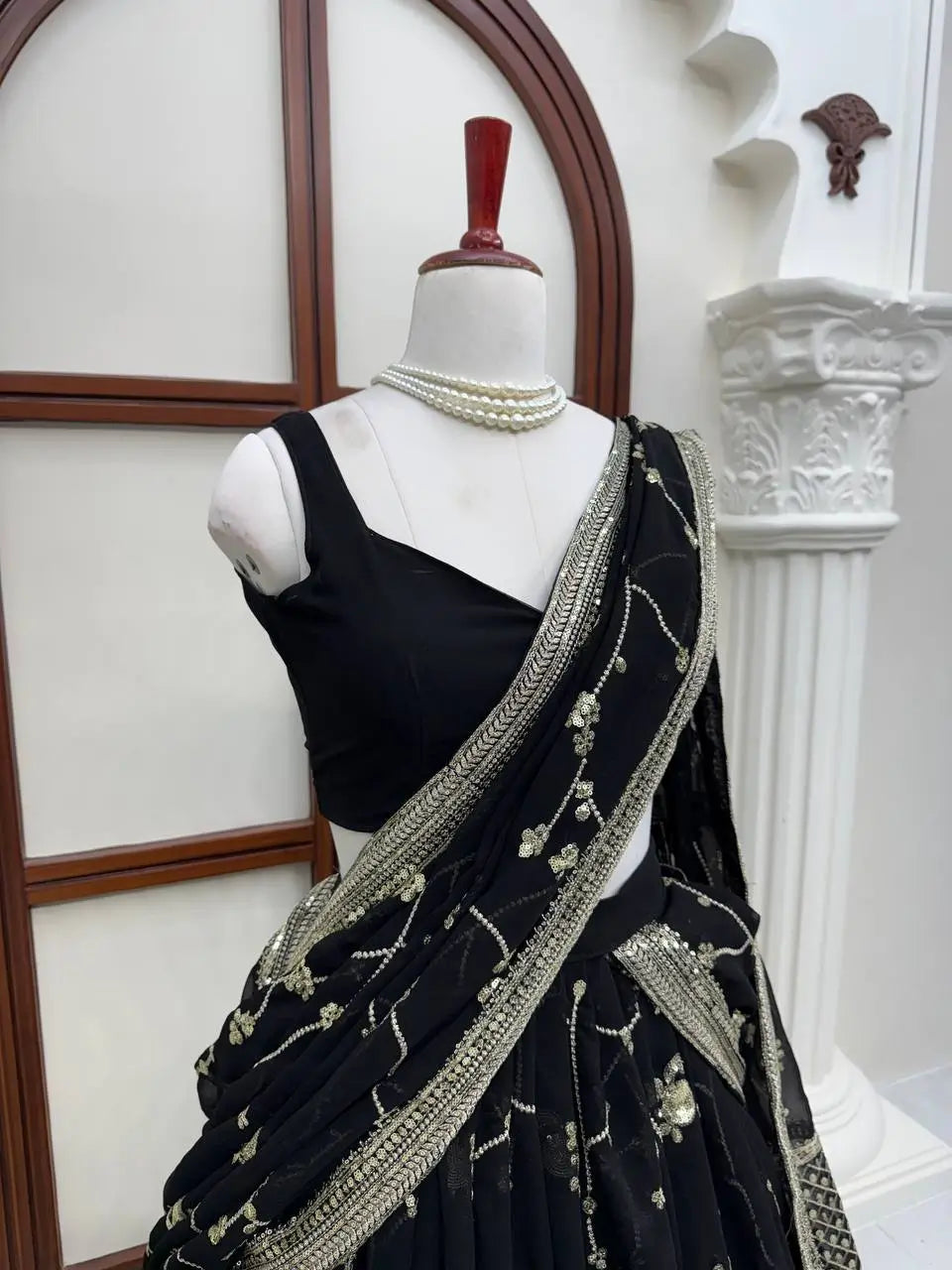 Noir Sequin Lehenga Saree