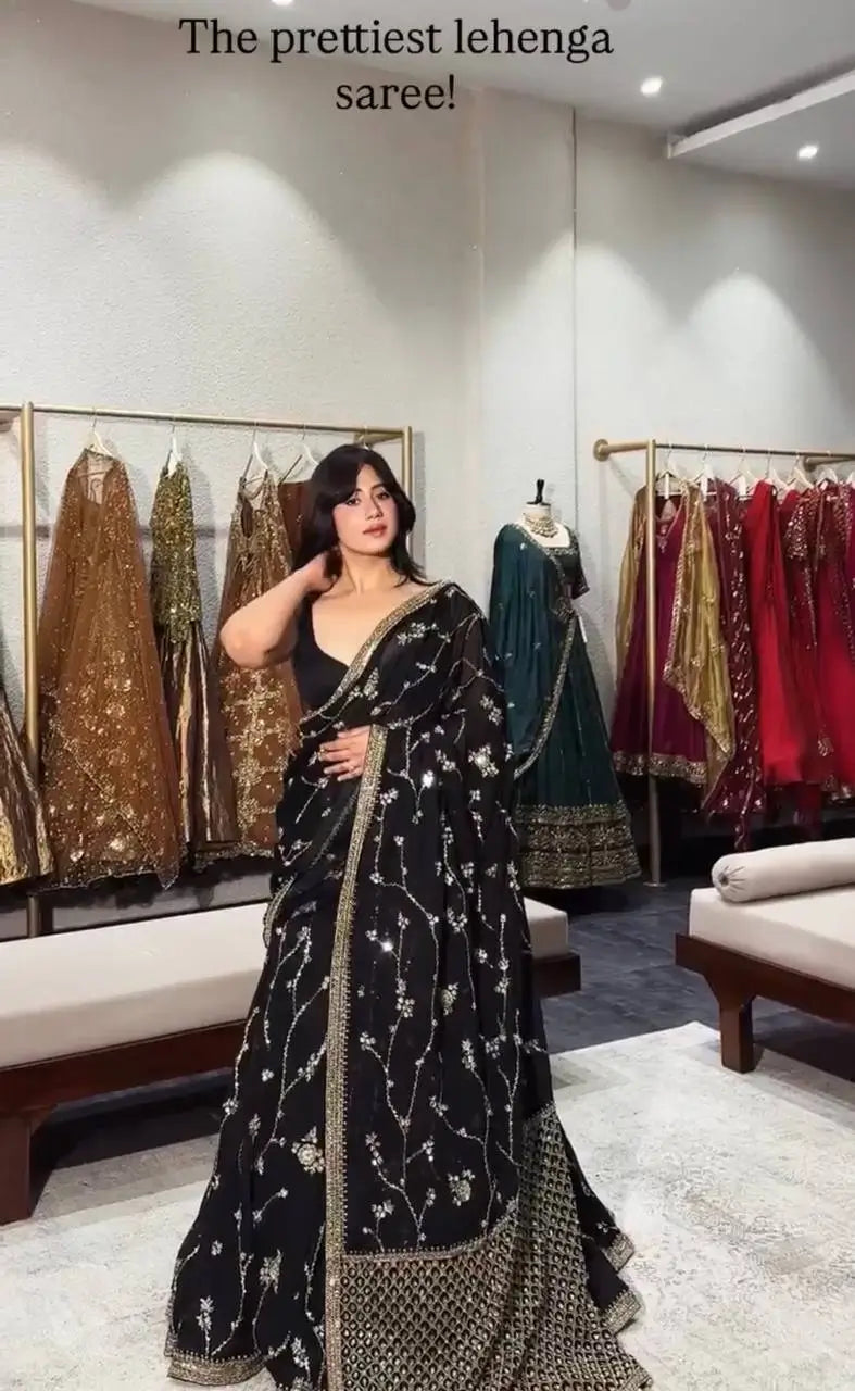 Noir Sequin Lehenga Saree