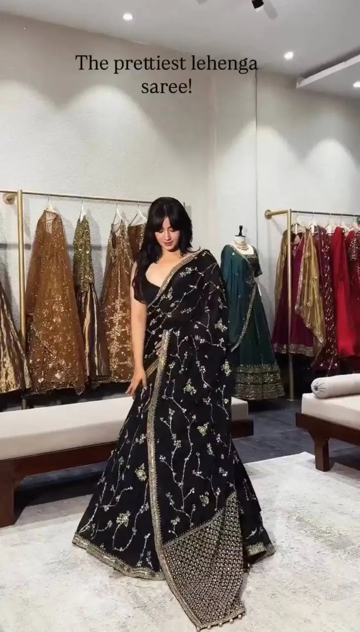 Noir Sequin Lehenga Saree