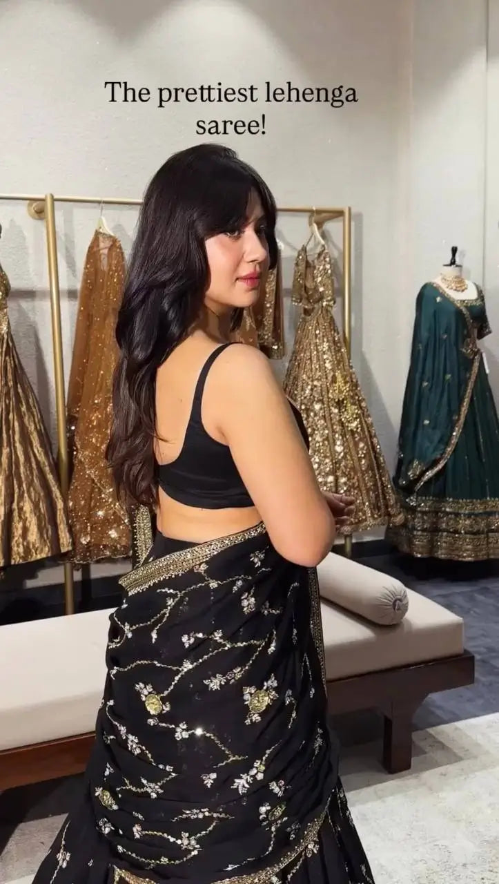 Noir Sequin Lehenga Saree