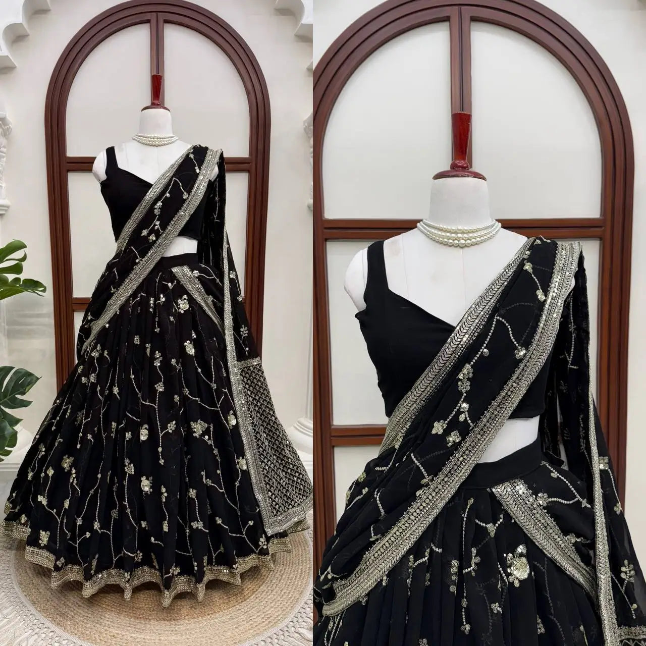 Noir Sequin Lehenga Saree