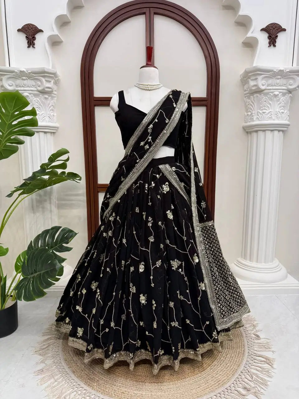 Noir Sequin Lehenga Saree