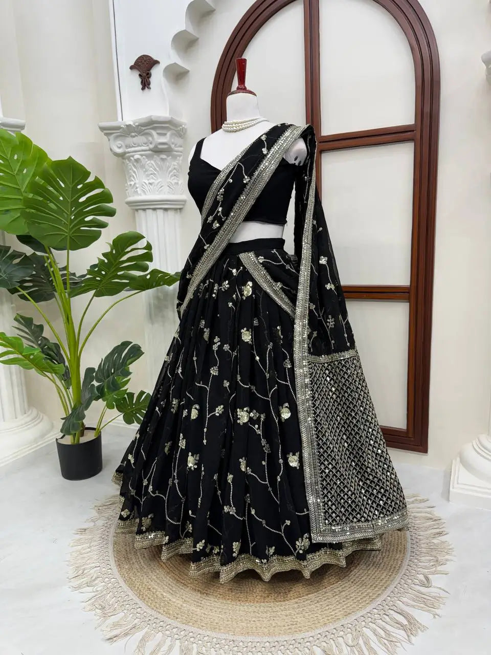 Noir Sequin Lehenga Saree