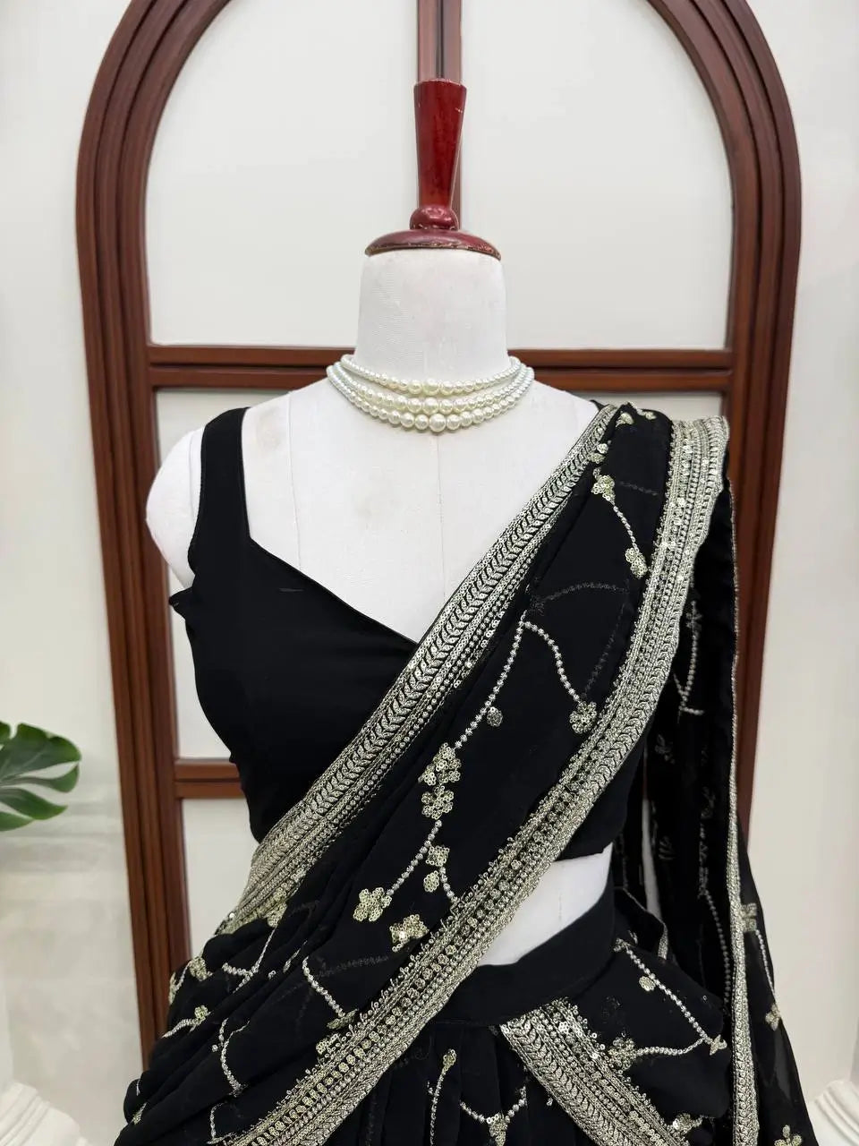 Noir Sequin Lehenga Saree