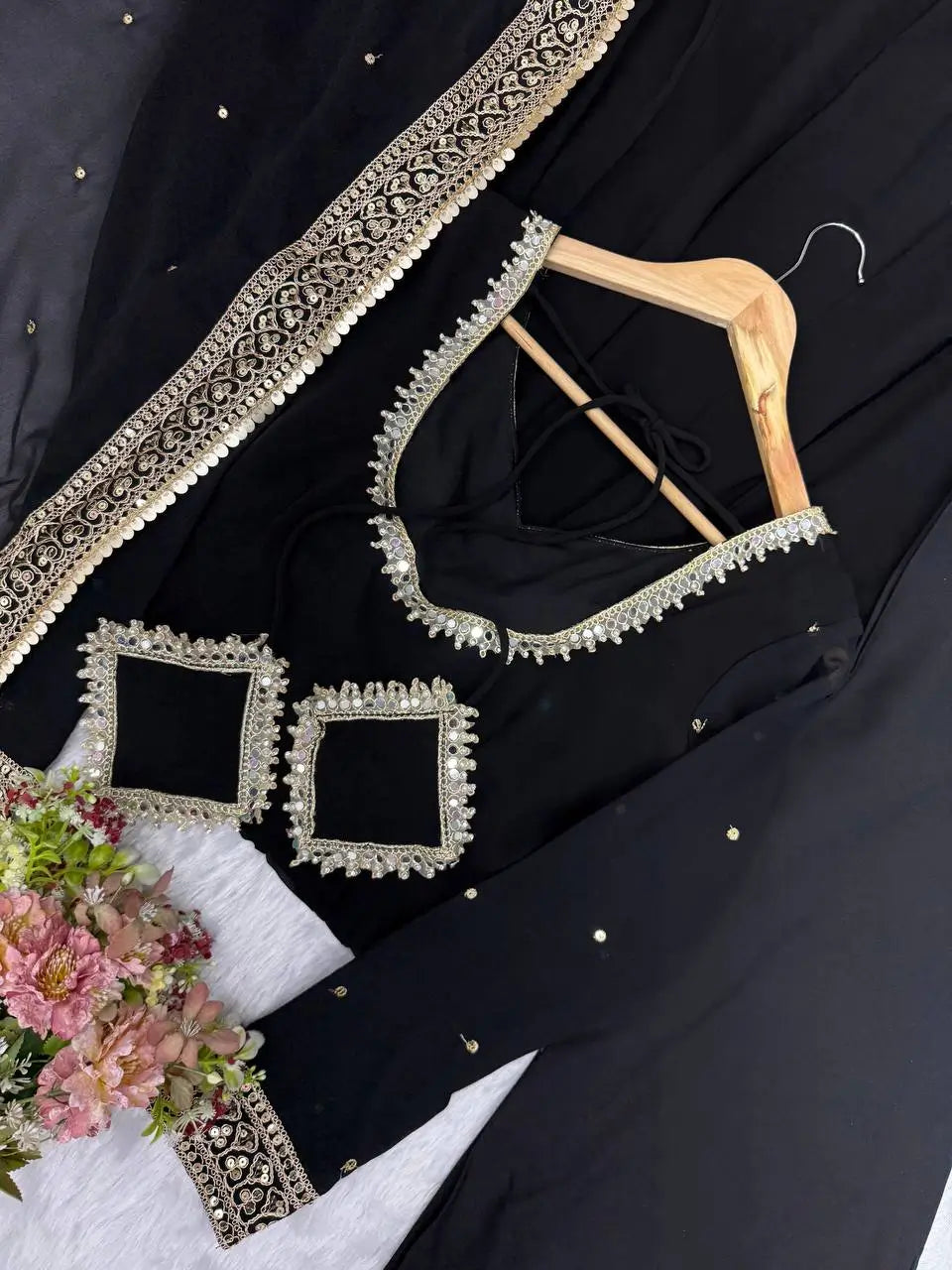 Noir Sequin Mirror Anarkali Gown