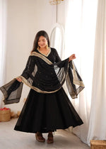 Noir Sequin Mirror Anarkali Gown