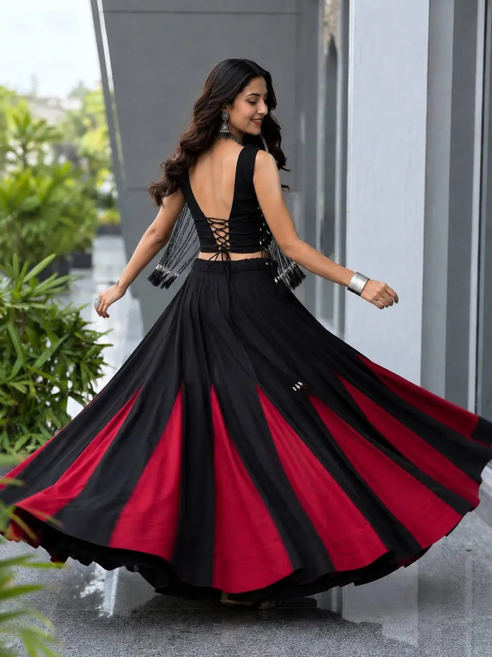 Noir Tassel Fringe Lehenga