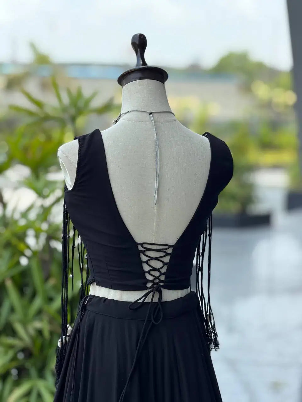 Noir Tassel Fringe Lehenga