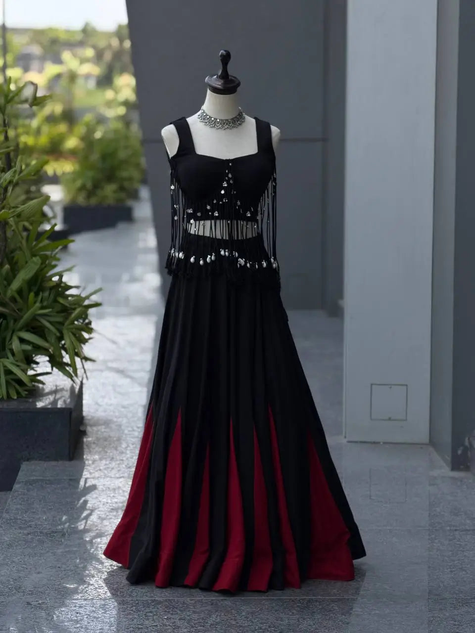 Noir Tassel Fringe Lehenga