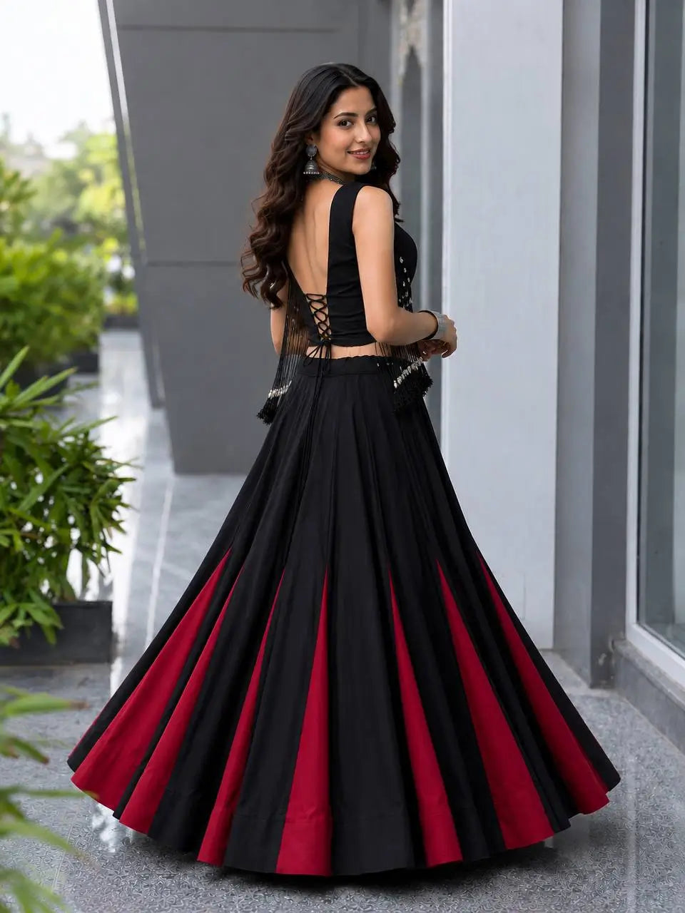 Noir Tassel Fringe Lehenga