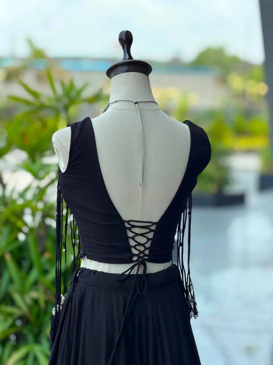 Noir Tassel Fringe Lehenga