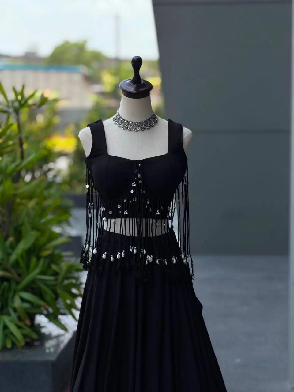 Noir Tassel Fringe Lehenga