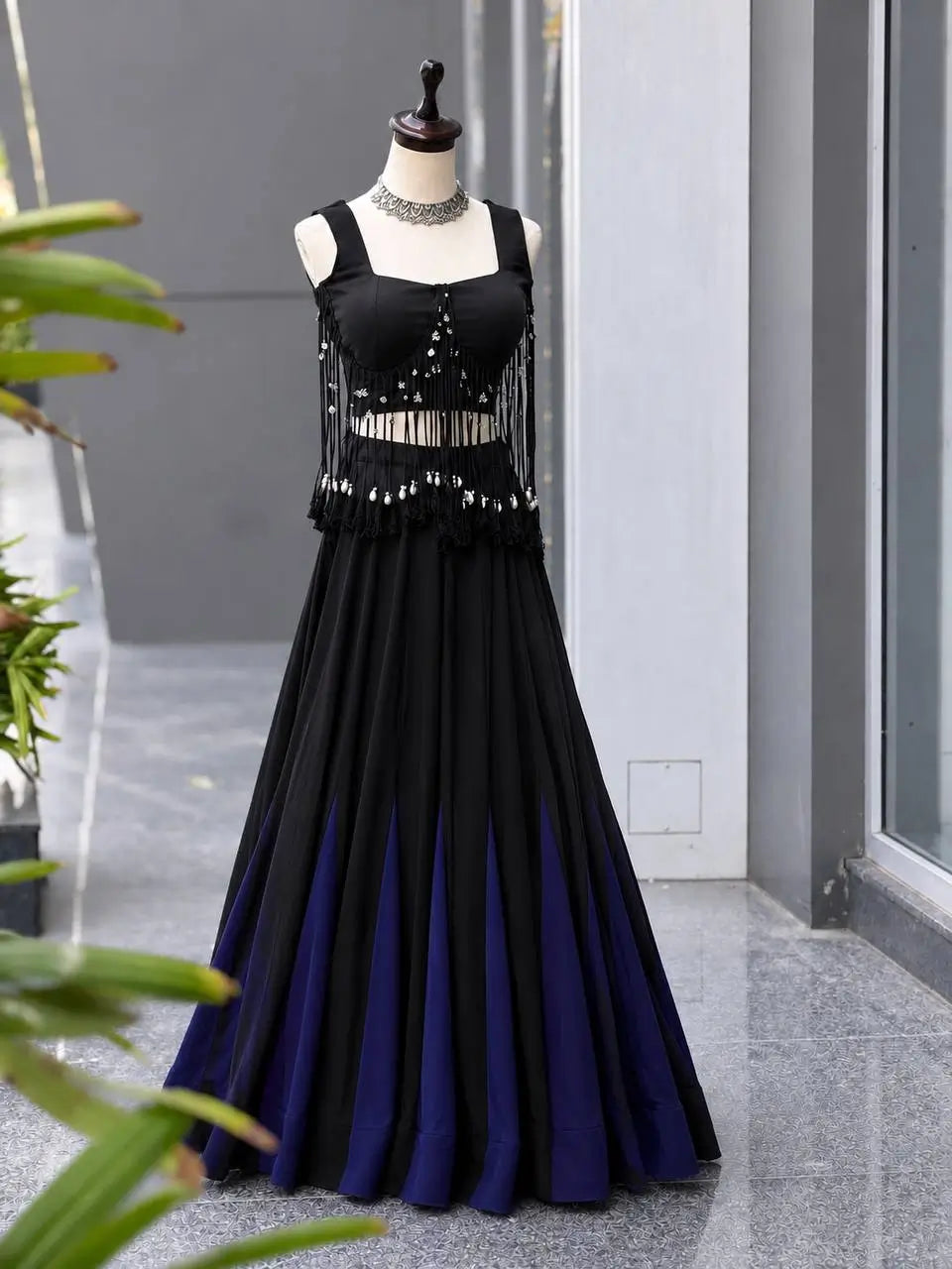 Noir Tassel Fringe Lehenga
