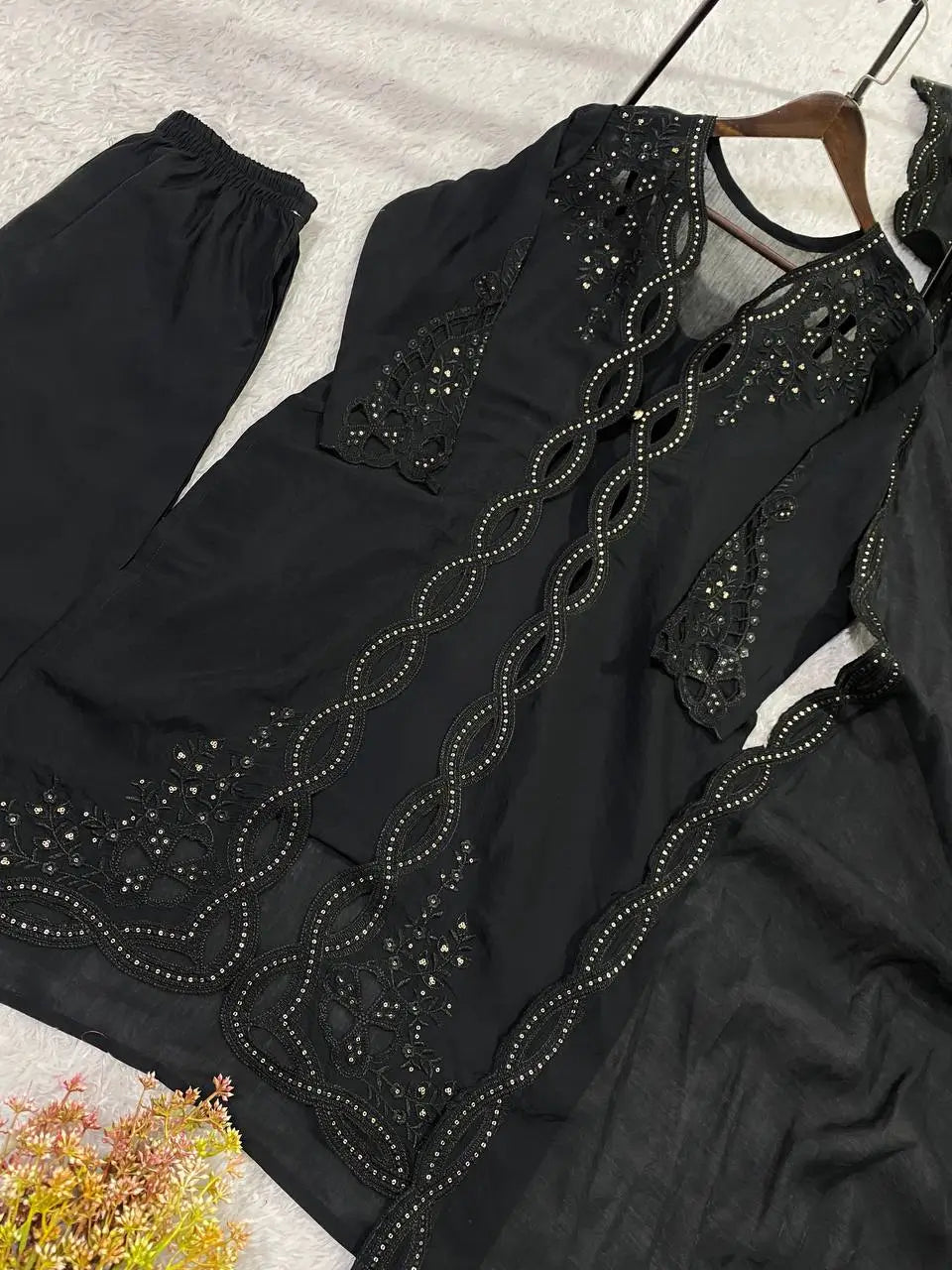 Noor Chanderi Kurti Shrug Pant Dupatta Set for Festive and Party Occasions