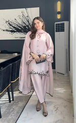 Noor Threadwork Crepe Silk Farshi Salwar Set for Festive and Family Occasions