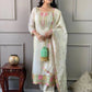 Off White Heavy Roman Silk Sequin Embroidered Kurta Pant Set with Chanderi Silk Dupatta | Festive Party Wear