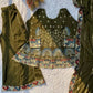 Olive Chinon Embroidered Palazzo Suit Set for Festive and Party Wear