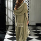 Olive Floral Thread Anarkali