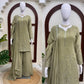 Olive Floral Thread Anarkali