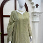 Olive Floral Thread Anarkali
