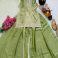 Olive Green Fandy Silk Embroidered Sequin Diamond Handwork Kurti Palazzo Set with Net Moti Dupatta | Festive Party Wear