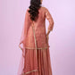 Olive Green Fandy Silk Embroidered Sequin Diamond Handwork Kurti Palazzo Set with Net Moti Dupatta | Festive Party Wear