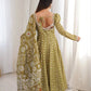 Olive Mosaic Print Anarkali Gown