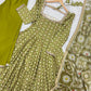 Olive Mosaic Print Anarkali Gown