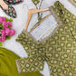 Olive Mosaic Print Anarkali Gown