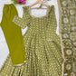 Olive Mosaic Print Anarkali Gown