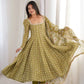 Olive Mosaic Print Anarkali Gown
