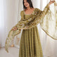 Olive Mosaic Print Anarkali Gown