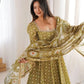 Olive Mosaic Print Anarkali Gown