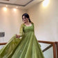 Olive Sequin Floral Anarkali Set