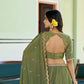 Olive Sequin Scallop Lehenga Set