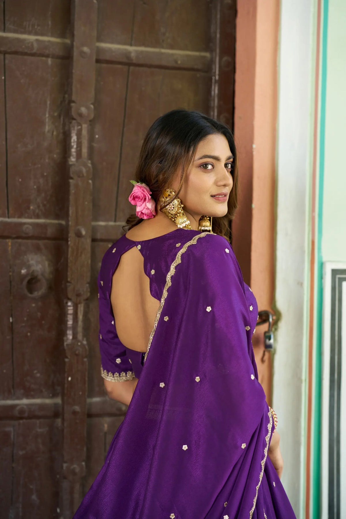Olive Sequin Scallop Lehenga Set